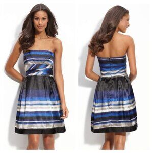 Max and Cleo Striped Satin Dress Size 2
